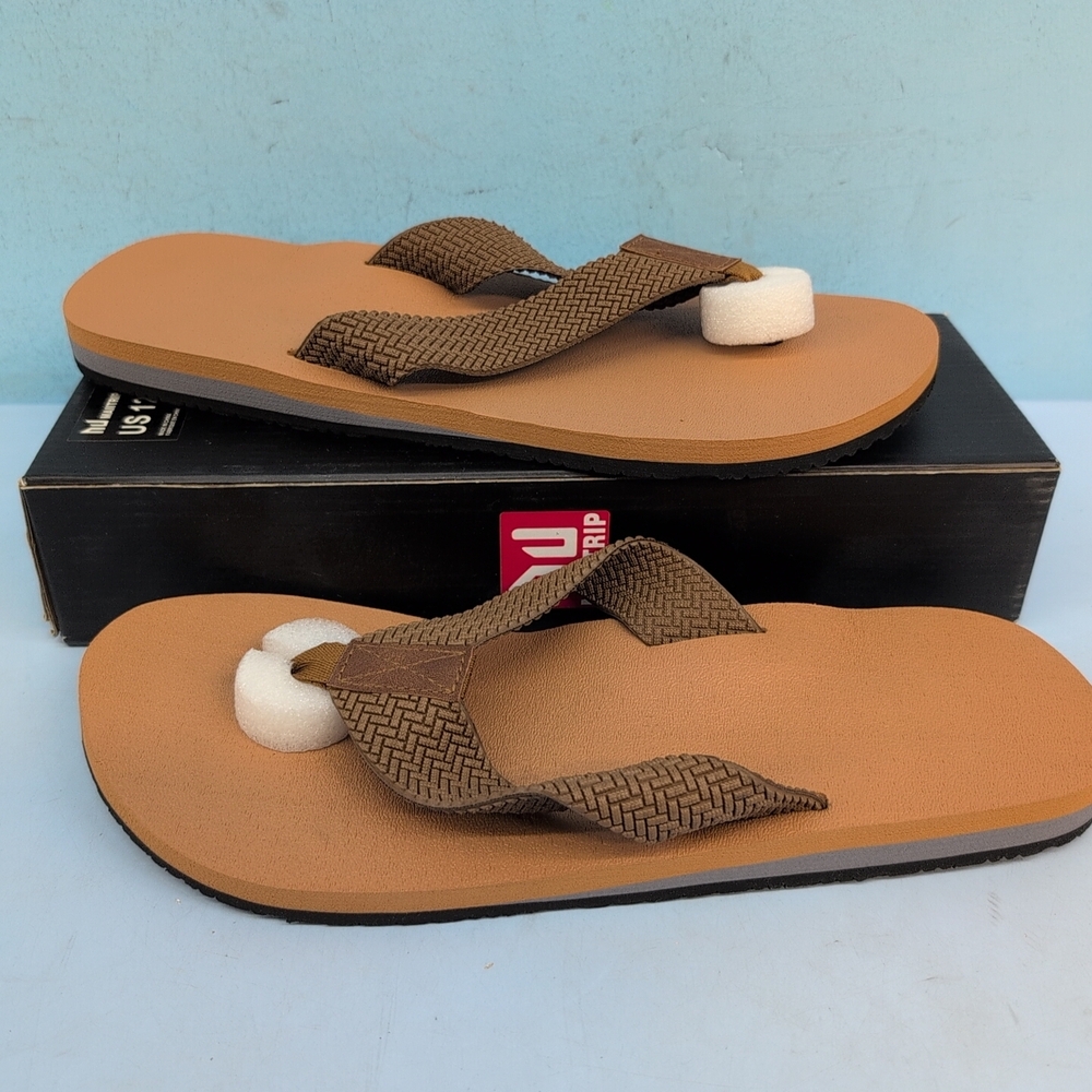 MAIITRIP Men's Soft Comfort Flip Flops Sandals Size US 12 Brown